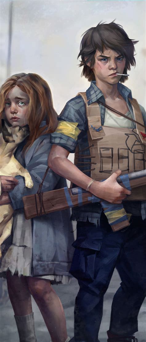 1080x2520 Post Apocalyptic Siblings Illustration 1080x2520 Resolution