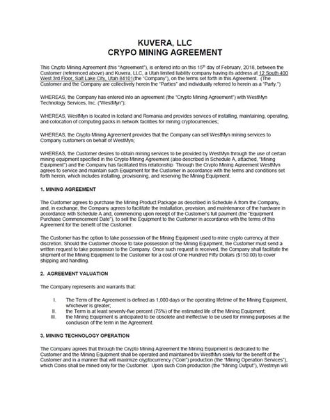 Yes, you can legally buy bitcoin and other cryptocurrencies in the united states. Form of Kuvera, LLC Crypto Mining Agreement | Investview ...