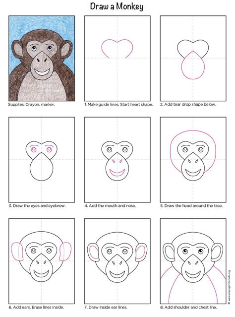 How To Draw A Monkey Face Monkey Art Projects Monkey Art Monkey Drawing