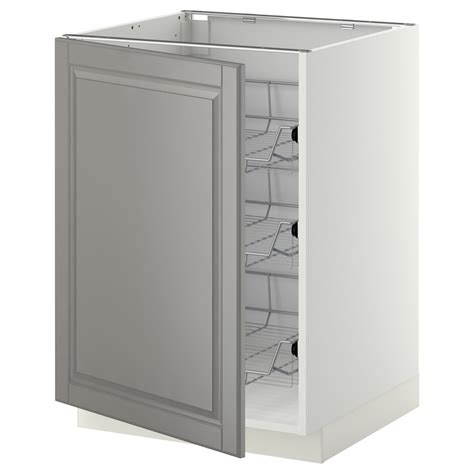 Ikea kitchen space planner kitchen pinterest ikea kitchen. METOD Base cabinet with wire baskets - white, Bodbyn grey ...