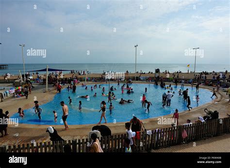Childrens Paddling Pool On Brighton Seafront English Seaside Town