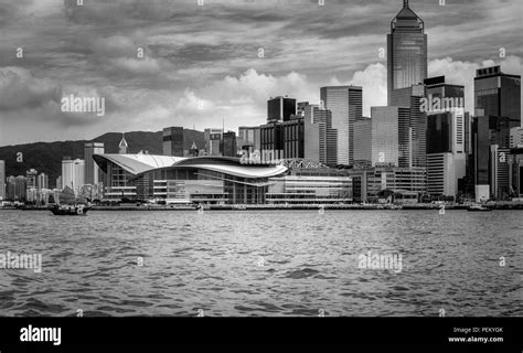 Hong Kong Harbor View With Bandw Color Stock Photo Alamy