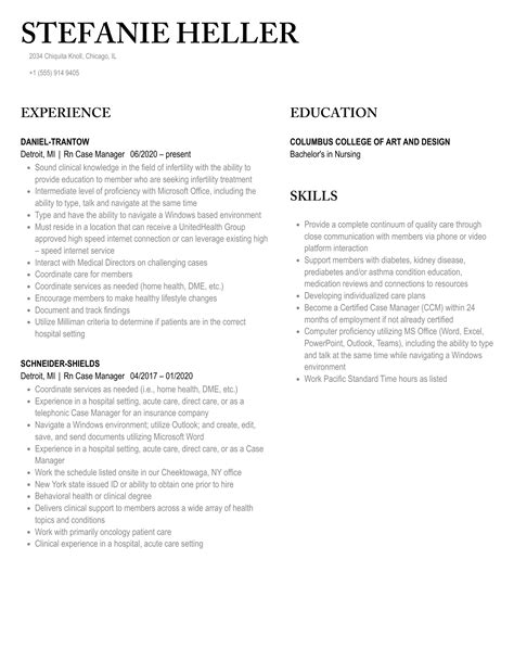 Rn Case Manager Resume Samples | Velvet Jobs