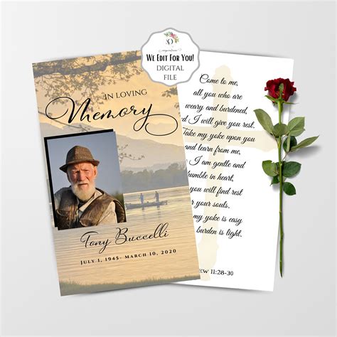 Personalized Funeral Prayer Card Printable Memorial Prayer Etsy