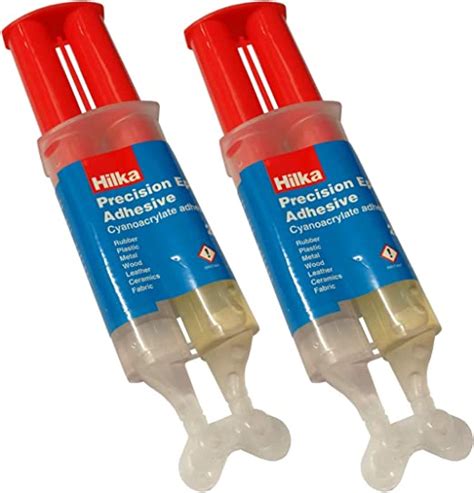 Pack Of 2 Hilka 2 Part Epoxy Resin Syringe Precision Hard Setting