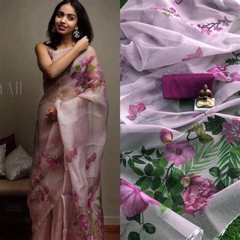 Organza Silk Saree Purple Saree Designer Saree Saree For Women Wedding Saree Indian Saree
