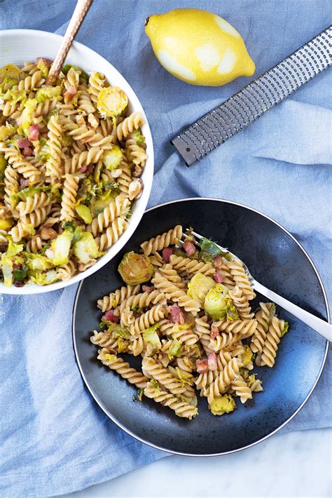 After 10 minutes, stir the sprouts and pancetta or shake the dish well, and return to the oven for another 10 minutes. Pasta with Brussels Sprouts, Pancetta, Walnuts and Lemon Zest