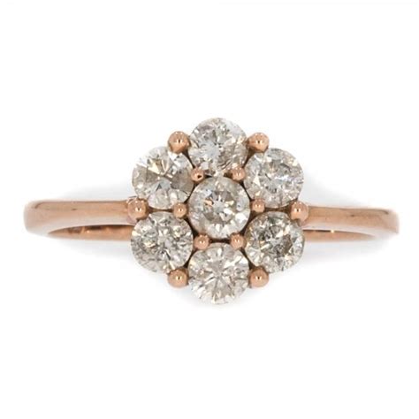 9ct Rose Gold Diamond Flower Cluster Ring Rings From Cavendish