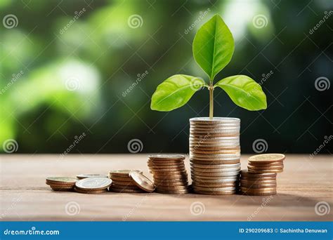 Coin with Plant Invest Money Concept, Green Environment Concept Stock