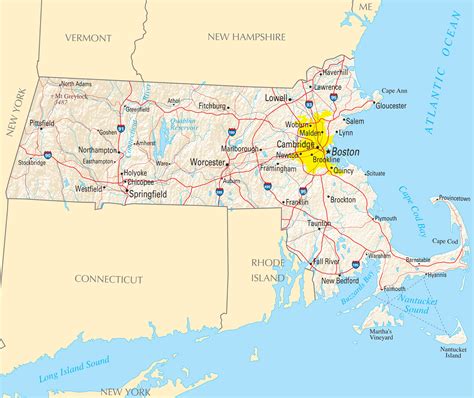 Massachusetts Map Of The United States Of America