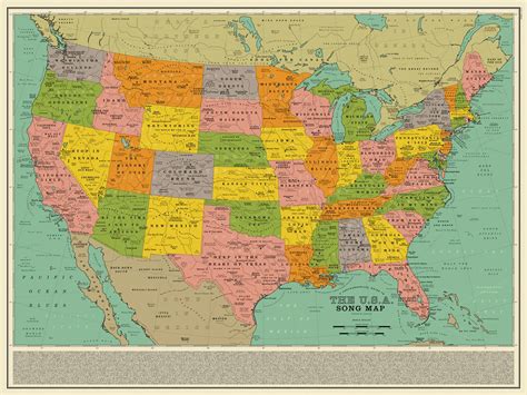 A Cool Retro Map Of Usa Song Titles Boing Boing