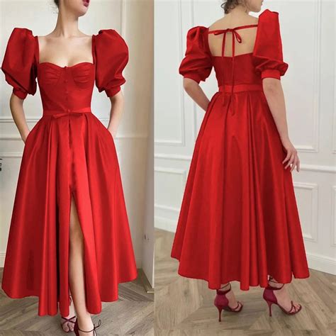 Beautiful Vintage Red Dress Chic Red Dress With Puff Sleeve Etsy