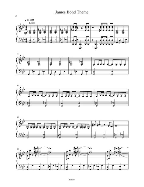 James Bond Theme Piano Solo Correct Sheet Music For Piano Download