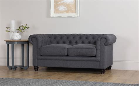 Hampton Slate Grey Fabric 2 Seater Chesterfield Sofa Furniture Choice