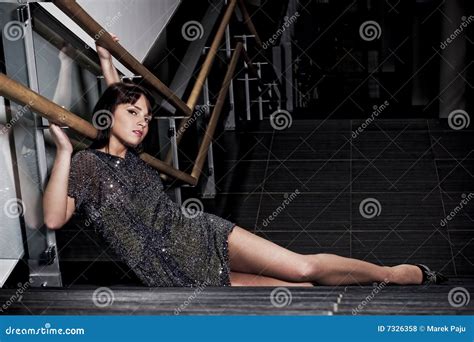 Woman Posing On The Stairs Royalty Free Stock Photos Image