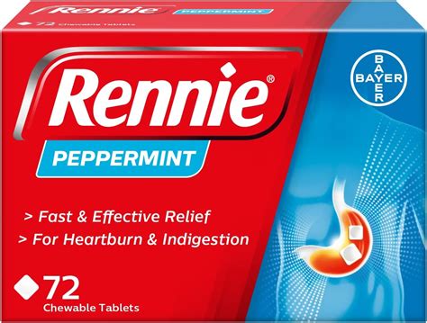 Rennie Antacids Peppermint Flavour 72 Count Pack Of 1