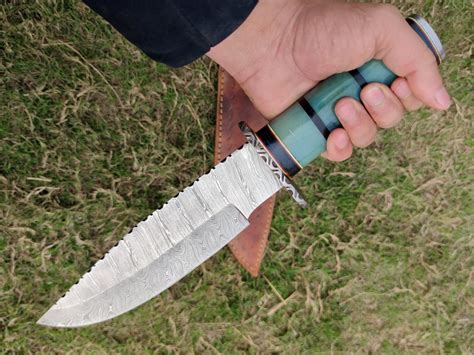 14 Damascus Steel Hunting Knife Predator Fixed Blade Etsy