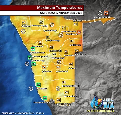 Namibia Weather Maps Forecast Meteograms Temperature Rainfall Wind