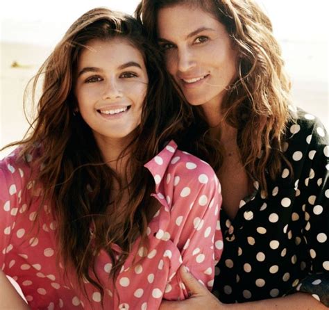 Mother And Daughter Pair Cindy Crawford And Kaia Gerber Match In Polka Dot Shirts For Vogue