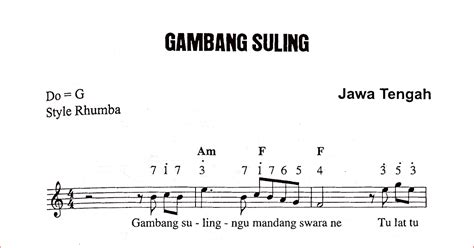 Lirik Lagu Gambang Suling Beserta Notnya Seni Budayaku