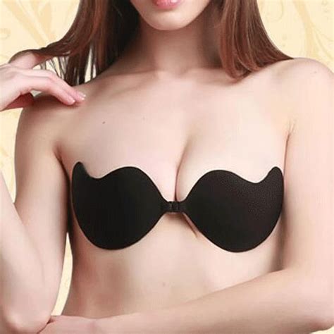 Women Front Closure Silicone Self Adhesive Half Cup Wire Free Backless