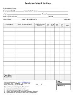 blank order form template blank fundraiser order