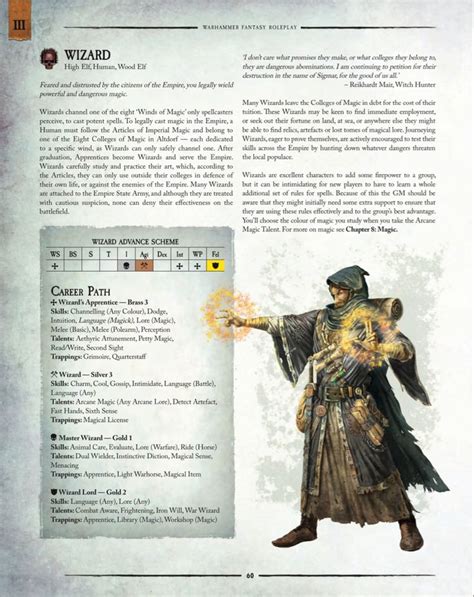 Wizard Warhammer Fantasy Roleplay Fourth Edition Rulebook