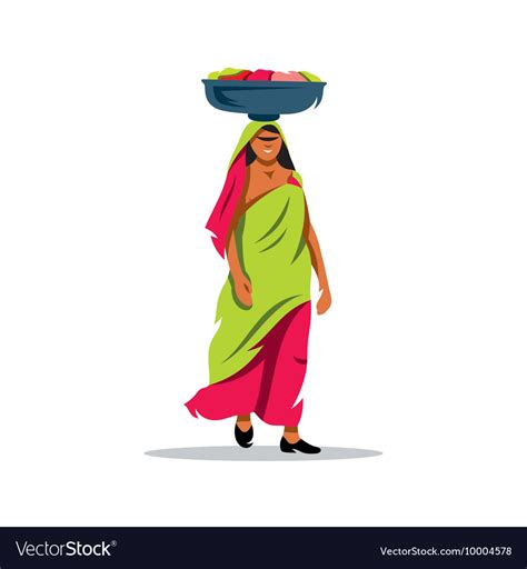 Indian Woman Cartoon Royalty Free Vector Image