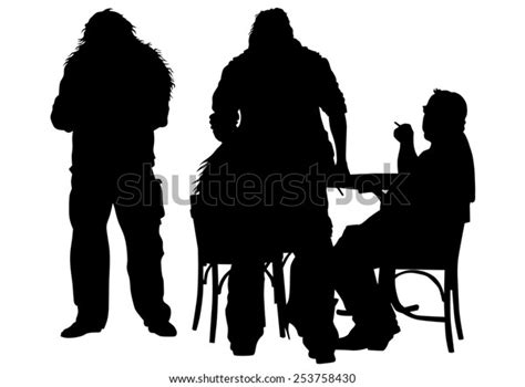 Men Sit On Chairs Table On Stock Illustration 253758430 Shutterstock