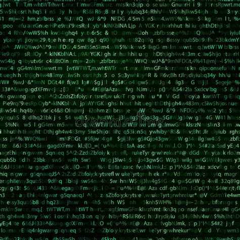 Green Abstract Complicated Crypto Symbols On Black Data Encryption