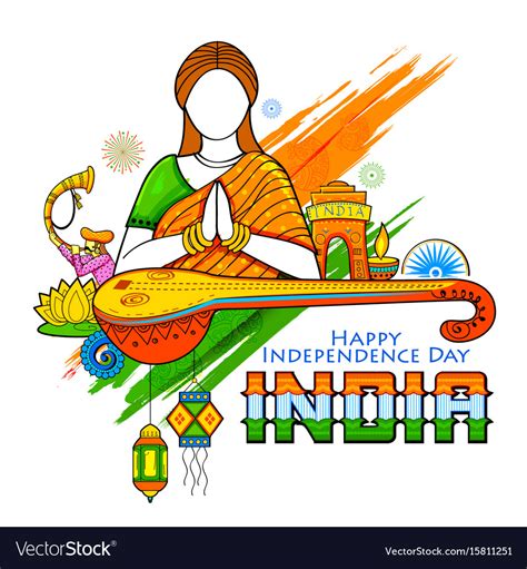 Indian Background With Woman Doing Namaste Gesture