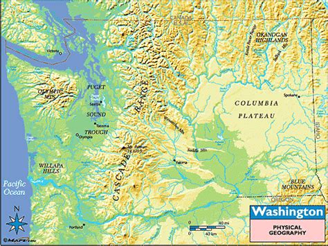 Washington Physical Geography Map By From Maps