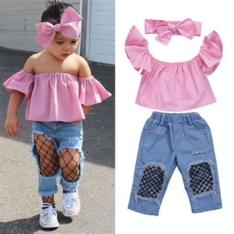 3pcs Baby Girl Clothing Set Newest Arrival Kids Toddler Girls Off