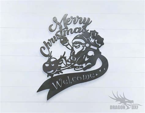 Merry Christmas Welcome Sign With Santa Claus Dxf Download — Dragondxf