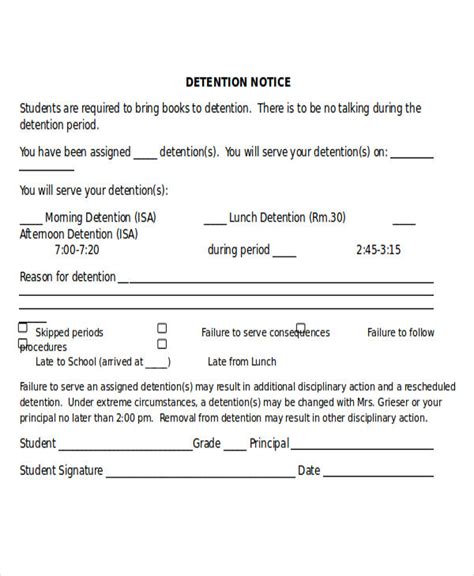 Detention Notice Templates 6 Free Word Pdf Format Download