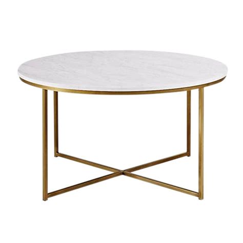 Harrison Coffee Table Gold Cross Section Frame Base And Faux Marble