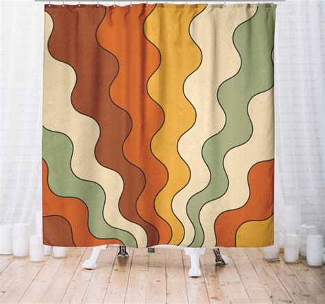 Retro Shower Curtain Funky Shower Curtain Groovy 60s 70s Etsy