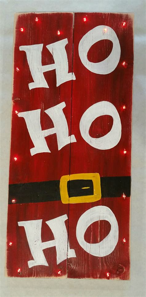 Ho Ho Ho Comes With Christmas Light Stencil Wood
