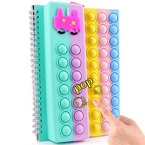 Zimfanqi Pop It Notebook And Pencil Case Set Fidget Toys Pop Its Simple Dimple Poppers Fidgets