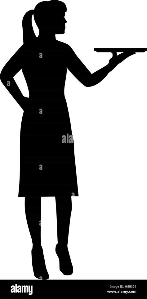 Waitress With Plate Silhouette Stock Vector Image And Art Alamy