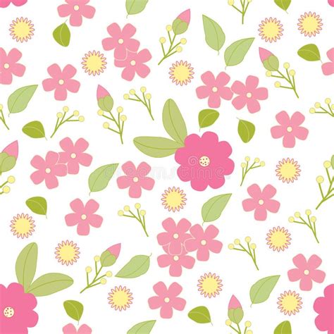 Vector Seamless Pattern Flowers And Leaves Isolated Seamless Floral