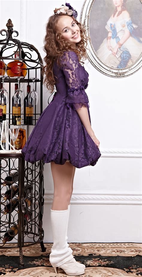 Cheap Dream Violet Ruffled Sleeve Lace Fashion Lolita Dress Sale At