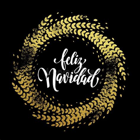 Spanish Merry Christmas Feliz Navidad Greeting Card Golden Glitter