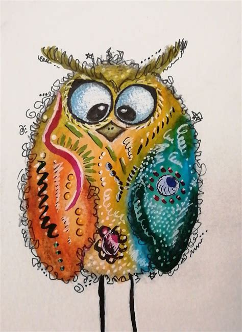 Aquarell Buntstift Watercolor Happypainting Owl Birds Painting