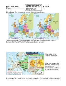 Cold War Europe Map Interpretation Activity Tpt