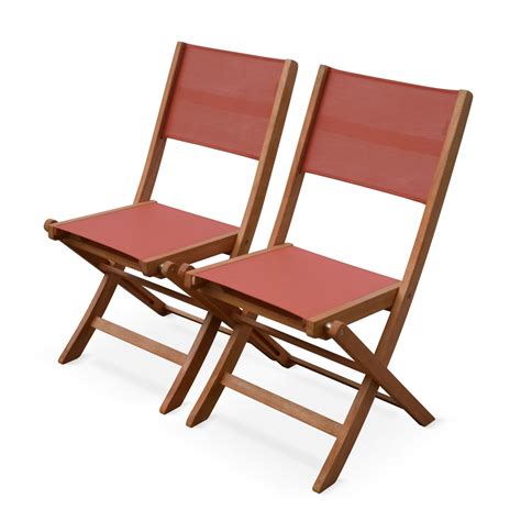 Set of 2 Terracotta Almeria garden chairs in wood, 2 oiled FSC
