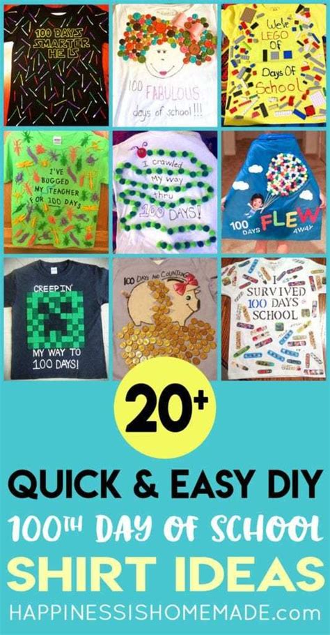 easy 100 days of school shirt ideas happiness is homemade 100th day of school crafts 100 day