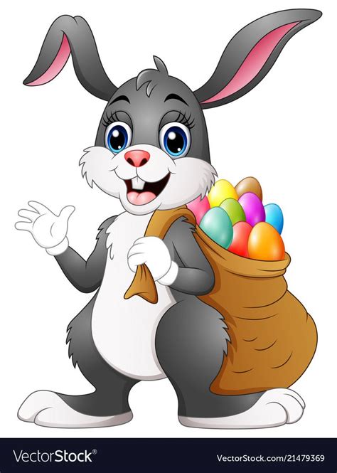 easter bunny rabbit with easter eggs a sack of ful easter bunny cartoon bunny images easter