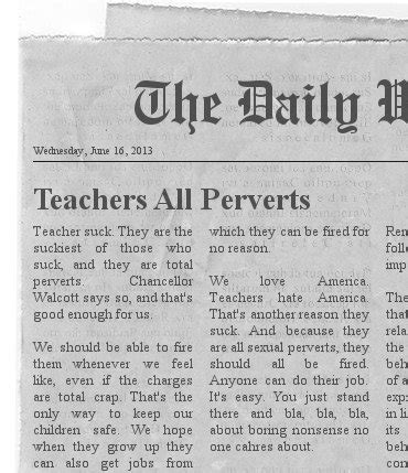 Newspaper article in print cite a newspaper article as you would a magazine article, but note the different pagination in most newspapers. NYC Educator: Another Day, Another Trashing of Teachers