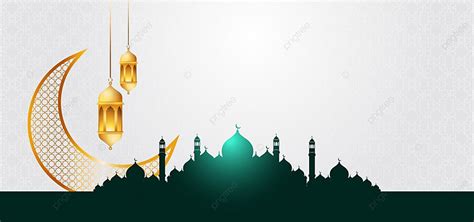 Islamic Background For Eid Mubarak Al Fitr Or Adha With Ramadan Mosque Lantern Isra Miraj